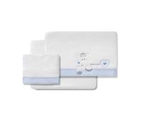 various Juego De Sábanas para Cuna 60 x 120 cm, Bebe Invierno Tipo Coralina Extrasuave (Bajera+encimera+Funda Almohada) (Corazon Amor Oso Blanco/Azul)