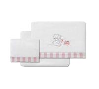 various Juego De Sábanas para Cuna 60 x 120 cm, Bebe Invierno Tipo Coralina Extrasuave (Bajera+encimera+Funda Almohada) (Honey Bear Blanco/Rosa)