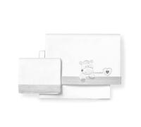 various Juego De Sábanas para Cuna 60 x 120 cm, Bebe Primavera y Otoño Tipo 100% Algodón Extrasuave Fafricado en España-INTERBABY(Bajera+encimera+Funda Almohada)-Corazon Amoroso Blanco/Gris