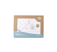 various Juego De Sábanas para Cuna 60 x 120 cm, Bebe Primavera y Otoño Tipo 100% Algodón Extrasuave Fafricado en España-INTERBABY(Bajera+encimera+Funda Almohada)-Elefante Blanco/Azul