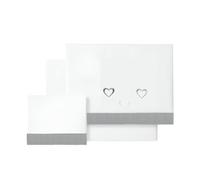 various-Juego De Sábanas para Cuna 60 x 120 cm, Bebe Primavera y Otoño Tipo 100% Algodón Extrasuave Fafricado en España-(Bajer encimer Funda Almohada-Happy Love Color BCO/Gris
