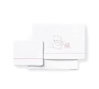 various Juego De Sábanas para Cuna 60 x 120 cm, Bebe Primavera y Otoño Tipo 100% Algodón Extrasuave Fafricado en España-INTERBABY(Bajera+encimera+Funda Almohada)-Honey Bear Rosa/Blanco