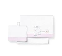 various Juego De Sábanas para Cuna 60 x 120 cm, Bebe Primavera y Otoño Tipo 100% Algodón Extrasuave Fafricado en España-INTERBABY(Bajera+encimera+Funda Almohada)-Corazon Amoroso Blanco/Rosa