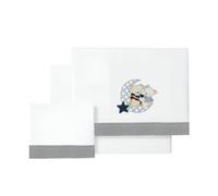 various-Juego De Sábanas para Cuna 60 x 120 cm, Bebe Primavera y Otoño Tipo 100% Algodón Extrasuave Fafricado en España-(Bajera+encimera+Funda Almohada-Amoroso Color BCO/Gris