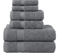 various Juego de Toallas de Antracita Premium de 6 Piezas 100% Algodón de 500gsm, Ideal para baño y Piscina, Resistentes, Suaves y Absorbentes(2xDucha, 2xLavadoy 2xTocador)