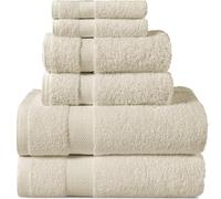 various Juego de Toallas de Beige Premium de 6 Piezas 100% Algodón de 500gsm, Ideal para baño y Piscina, Resistentes, Suaves y Absorbentes(2xDucha, 2xLavadoy 2xTocador)