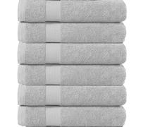 various Juego de Toallas de Gris Plata Premium de 6 Piezas 100% Algodón de 500gsm, Ideal para baño y Piscina, Resistentes, Suaves y Absorbentes(6xLavado 50x90cm)