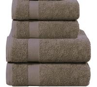 various Juego de Toallas de Marron Premium de 4 Piezas 100% Algodón de 500gsm, Ideal para baño y Piscina, Resistentes, Suaves y Absorbentes(2xDucha 70x130cm, 2xLavado 50x90cm)
