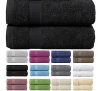 various Juego de Toallas de Negra Premium de 2 Piezas 100% Algodón de 500gsm, Ideal para baño y Piscina, Resistentes, Suaves y Absorbentes(2xDucha 70x130cm)