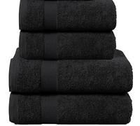 various Juego de Toallas de Negra Premium de 4 Piezas 100% Algodón de 500gsm, Ideal para baño y Piscina, Resistentes, Suaves y Absorbentes(2xDucha 70x130cm, 2xLavado 50x90cm)