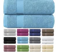 various Juego de Toallas de Tuquesa Premium de 2 Piezas 100% Algodón de 500gsm, Ideal para baño y Piscina, Resistentes, Suaves y Absorbentes(2xDucha 70x130cm)
