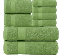 various Juego de Toallas de Verde Premium de 8 Piezas 100% Algodón de 500gsm, Ideal para baño y Piscina, Resistentes, Suaves y Absorbentes(2xDucha, 2xLavadoy 4xTocador)