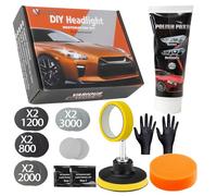 various Kit de Pulido y Restauración de Faros de Coche, Kit Completo para Elimina Amarillo y Rasguños, Restaurador de Faros Turbios y Desgastados, Compatible con Faros, Luces Traseras y Antiniebla
