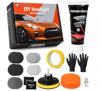 various Kit Pulir Faros Coche, Kit Completo de Pulido y Restauración de Faros con Pasta 80 ml, Lijas P800/P1200/P2000/P3000, Protector UV, Adaptador para Taladro, Faros Opacos y Amarillentos