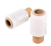 Various Mini Film Transparente o Negro Estirable para Embalar, Película Adhesiva 260 grs x 100 mm,Envoltura Elástica Transparente por Cajas de Embalaje de Paquetes (Mini Film Transparente, rollo 2)