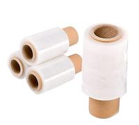 Various Mini Film Transparente o Negro Estirable para Embalar, Película Adhesiva 260 grs x 100 mm,Envoltura Elástica Transparente por Cajas de Embalaje de Paquetes (Mini Film Transparente, rollo 4)