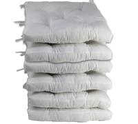 various Pack 6 Cojines para Silla，Cojin de Asiento Decorativo Funda de Poliéster y Relleno de Fibra Hueca 45x45x5cm,Ideal para Comedor, Terraza, Salón y Restaurante,Color Blanco