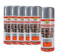 various-Pintura Spray Antioxidante Plata argento 400 Ml para las Superficies de Metal, Hierro y Aluminio,Pack de 6 Unidad