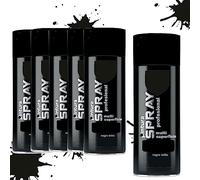 various Pintura Spray Negro Brillo de 400 ml Adecuado para las Superficies de Metal, Madera y Plástico Pack de 6 Unidad