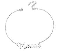 various Pulsera Mujer con Nombre Acero Inoxidable-Brazalete Nombre Personalizado Plateado para Mujer-Regalos Personalizados para Mujer Madres Niña Parejas, Mejor Amiga-Marina