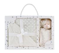 various Set de Manta Bebé con Doudou Osito, Beige | Manta 80x110 cm en poliéster terciopelo + peluche de apego 28x17 cm, tacto suave, Regalo para recién nacido y niños.