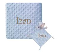 various Set Regalo Bebé Personalizado con Nombre, Manta Doudou Minky Ultrasuave y Nombre Bordado, Caja Regalo para Recién Nacido, Baby Shower y Padres Primerizos, Niño o Niña Color Azul