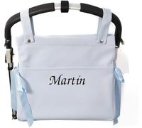 variouss Bolso talega Lactancia Personalizado, Bolso Polipiel con Nombre Bordado, Talega para Carro Silla de Paseo Universal (Azul)