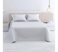 variouss Colcha Bouti para Verano y Entretiempo - Tamaño 180 x 260 cm Reversible Color Liso Incluido 1 Funda de coji de 50 x 70 cm (Cama 90 cm, Blanco)