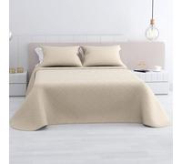 variouss Colcha Bouti para Verano y Entretiempo - Tamaño 200 x 260 cm Reversible Color Liso Incluido 1 Funda de coji de 50 x 70 cm (Cama 105 cm, Crema)