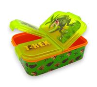 variouss Fiambrera Escolar de 3 Compartimentos, Tapex Sandwichera infantil para almuerzo con licencia oficial (Dinosaurios)