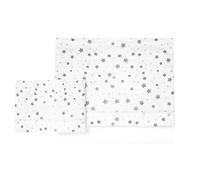 variouss Juego de Sábanas Cuna 60x120 100% algodón, Conjunto de Sábanas para bebé (Encimera + Bajera Ajustable con Elásticos + Funda Almohada) Estampado Estrellitas (Gris)