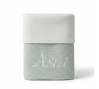 variouss Manta bebé Personalizada con Nombre Bordado 70x100 cm, Manta Waffle + coralina Suave y cálida, Unisex para niña y niño, Manta recién Nacido, Regalo Original para bebé