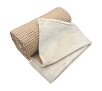 variouss Manta Bebé Reversible 75x100 cm - Tejido Waffle y Coralina Suave, Doble Capa, Ligera y Cálida para Cuna, Carrito y Recién Nacido (Beige)