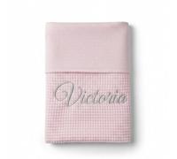 variouss Manta Colcha de Verano para Bebe Recien Nacido Personalizado con su Nombre Bordado, Cochecito o capazo. (011 Rosa)