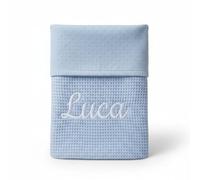 variouss Manta Colcha de Verano para Bebe Recien Nacido Personalizado con su Nombre Bordado, Cochecito o capazo. (012 Azul)