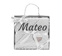 variouss Manta de Bebe Personalizado con su Nombre Bordado, Cochecito o capazo. (Manta Gris)