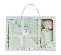 variouss Manta de Burbuja para Bebé 80x110 cm + Dou Dou Osito 28x17 cm | Manta Bebé Extra Suave 100% Microfibra | Set Regalo Recién Nacido con Caja Regalo | Manta y Mantita de Apego (Verde Manzana)