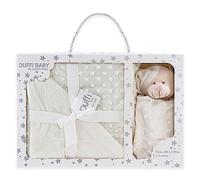 variouss Manta de Burbuja para Bebé 80x110 cm + Dou Dou Osito 28x17 cm | Manta Bebé Extra Suave 100% Microfibra | Set Regalo Recién Nacido con Caja Regalo | Manta y Mantita de Apego (Beige)