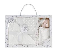 variouss Manta de Burbuja para Bebé 80x110 cm + Dou Dou Osito 28x17 cm | Manta Bebé Extra Suave 100% Microfibra | Set Regalo Recién Nacido con Caja Regalo | Manta y Mantita de Apego (Blanco)