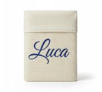 variouss Manta para Bebé Recién Nacido Personalizada con Nombre Bordado - Algodón Doble Capa 70x100 cm - Manta Ligera para Cochecito, Capazo y Minicuna - Ideal Entretiempo y Verano (014 Beige)