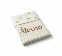 variouss Manta para Bebe Recien Nacido Personalizado con su Nombre Bordado, Cochecito o capazo. (018 Beige)