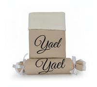 Variouss Set Manta y Cojín Caramelo Bebé Personalizados con Nombre - Suave Coralina y Algodón Waffle 70x100 cm - Regalo Recién Nacido, Baby Shower, Cuna y Carrito (Camel)