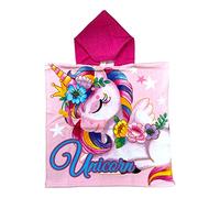 variouss Toalla de Poncho para Playa, Toalla Infantil con Capucha de Licencia Oficial (Unicornio 0578)