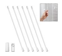 Varita Ciega Vertical de Largo, 43cm Barra de Inclinación Ciega, Varilla de Inclinación Ciega de Repuesto con Gancho y Agarre, Persianas de Repuesto Transparente (6 Piezas)