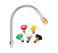 Varita de extensión para lavadora a presión Varilla de extensión for hidrolavadora en forma C, 3600 PSI, conector rápido 1/4", varilla curva for limpieza canaletas, aleros y techos(Wand With Nozzles)