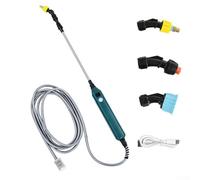 Varita de riego eléctrica con rociador de jardín con poste telescópico y manguera larga, herramienta de nebulización de plantas recargable por USB con boquillas ajustables para riego de césped (3