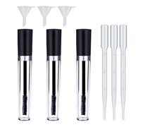 Varita de tubo de rímel vacío de 3 uds, contenedor de crema para pestañas con 3 embudos y pipetas de transferencia, tubo de pestañas Emty para viajes
