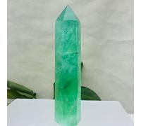 Varita de varilla de punta de cristal de columna hexagonal de fluorita verde natural decoración de la habitación (Size : 300-350g)