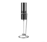 Varita espumadora de leche de acero inoxidable, fabricante de espuma eléctrica recargable, para chocolate caliente, contenedor de almacenamiento conveniente mezclador eléctrico (plata)