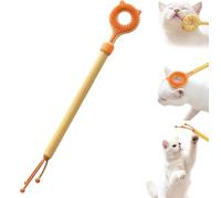 Varita extensible para masajes de mascotas con almohadillas de rascado de silicona suave, herramienta de rascado y aseo para gatos, ideal para jugar, asear y dar masajes，Naranja